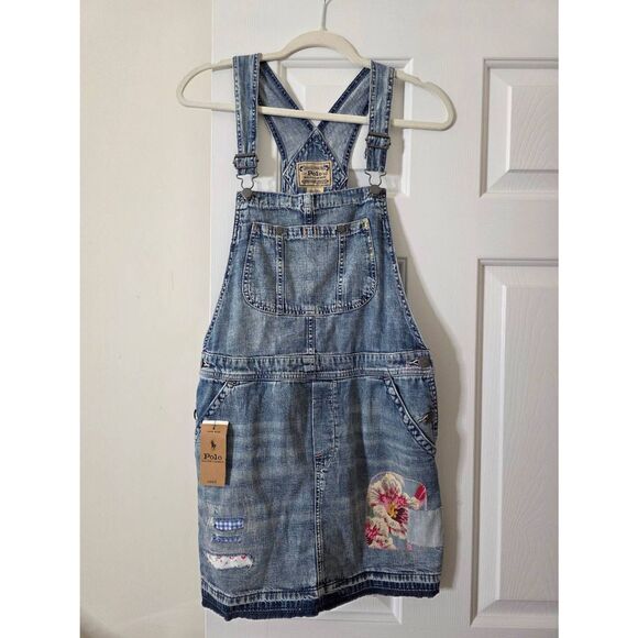 Polo Ralph lauren Patchwork Overalls Size 16, Big Kid NWT - Picture 1 of 11